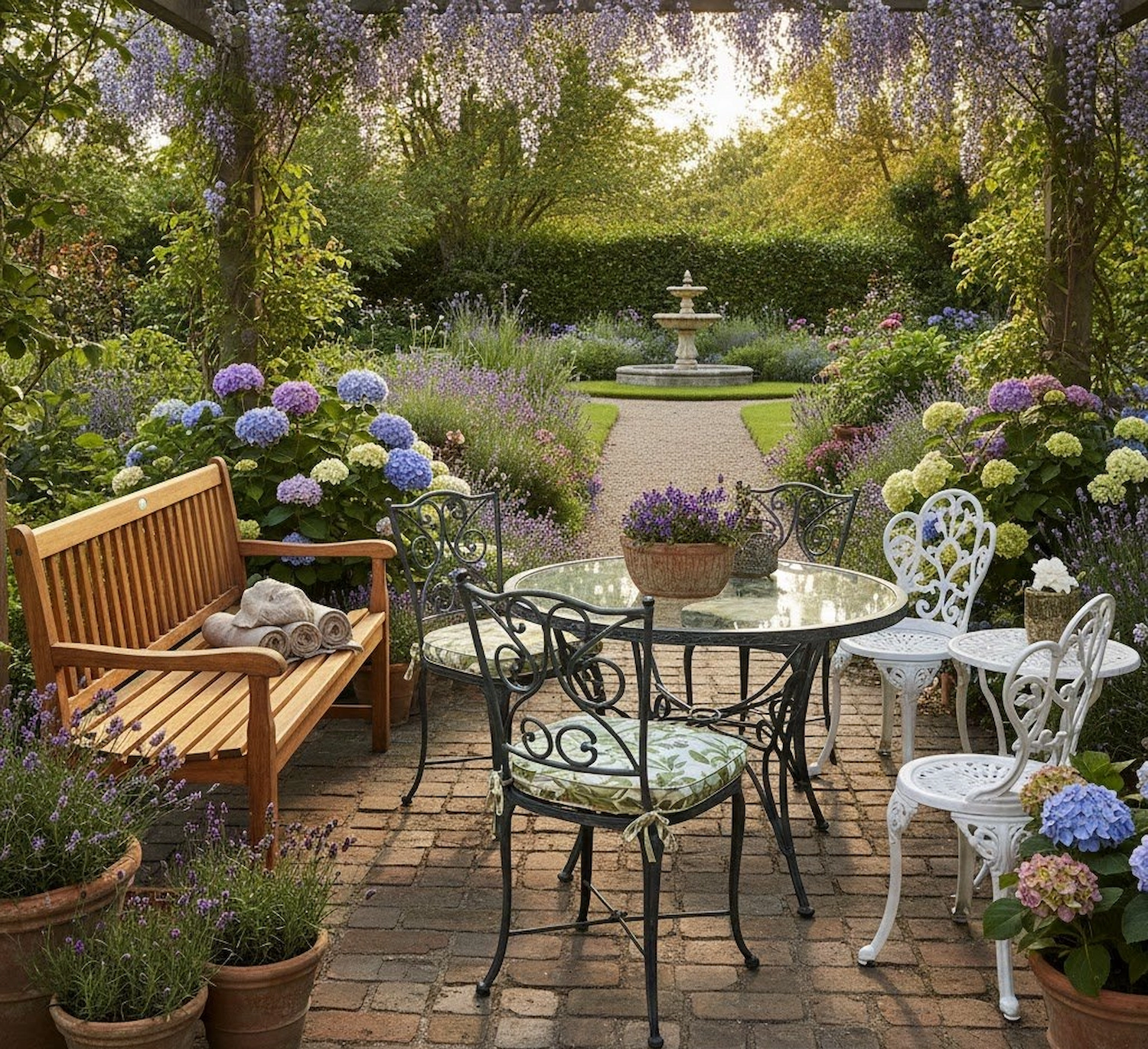 Exhibición de muebles de jardín restaurados